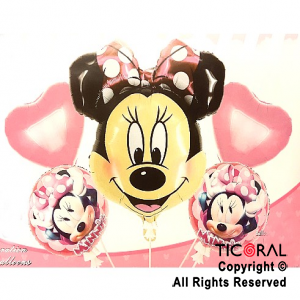 SET DE GLOBOS METALIZADO MINNIE 5 UNIDADES X 1